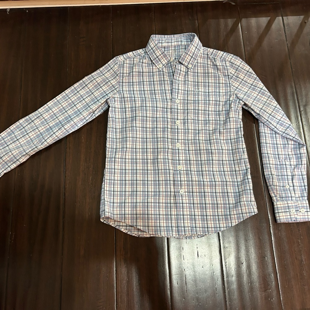 Southern Tide Blue Plaid Boy’s Button Down Shirt M 8/10
